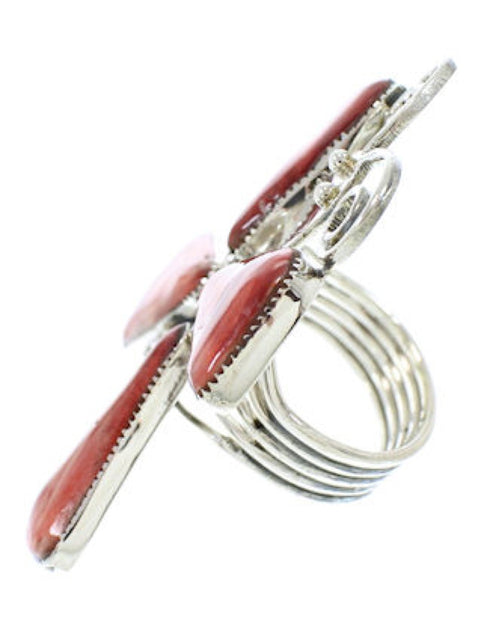 Large Statement Red Oyster Shell Butterfly Ring Size 8-3/4 PS72996